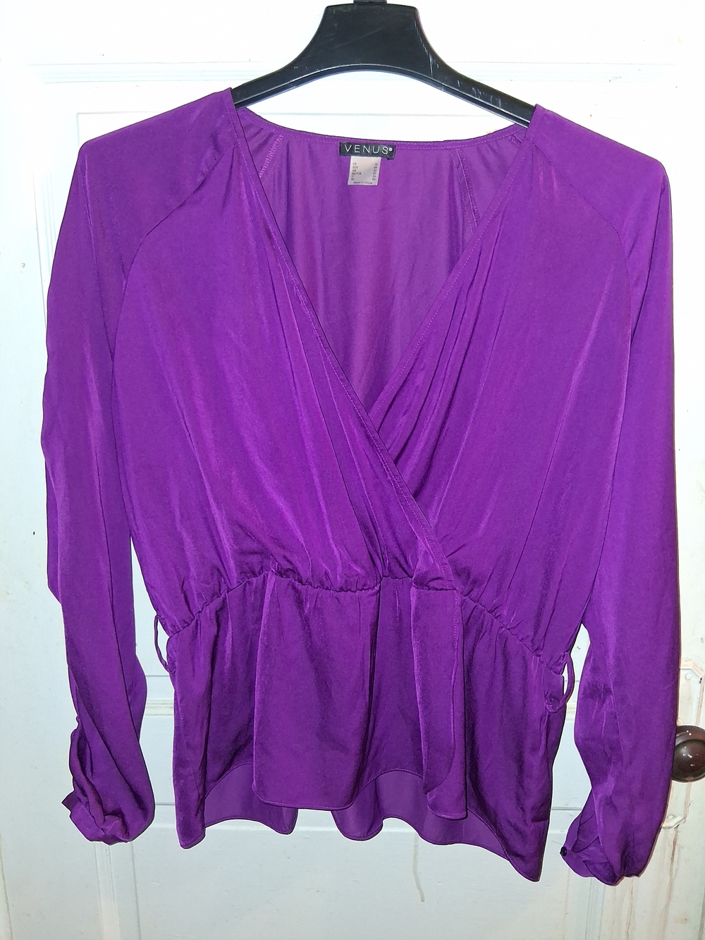 VENUS Vibrant Purple Surplice Peplum Blouse
